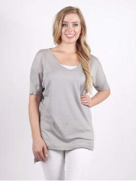 Breathable V Neck High-Low Short Sleeved Loose Top